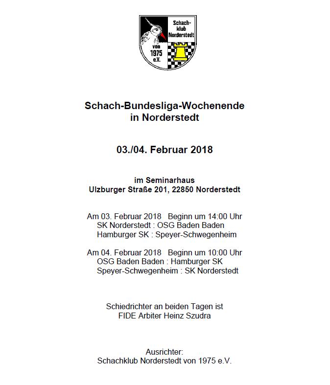 Schach-Bundesliga-Wochenende 3./4.2.18